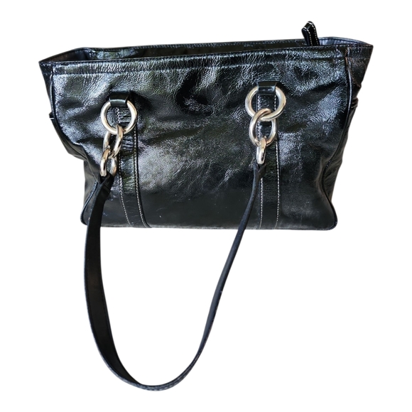 Coach Gallery F12839 Black Patent Leather Shoulder Tote – Turnlock Side Pockets - Picture 3 of 16